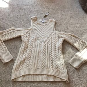 NWT women’s LC crewneck cold shoulder sweater sz L